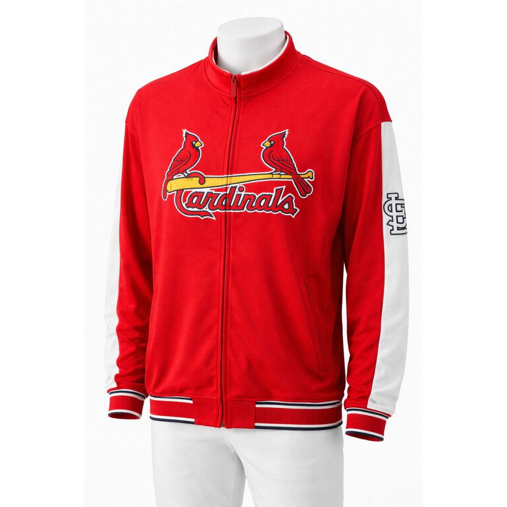 St Louis Cardinals Full Zip Jacket Stitches MLB Baseball Fan Red Jacket 2XL